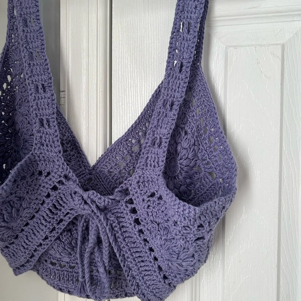Handmade! Purple Crochet Knit Tank Top - Picture 5 of 5